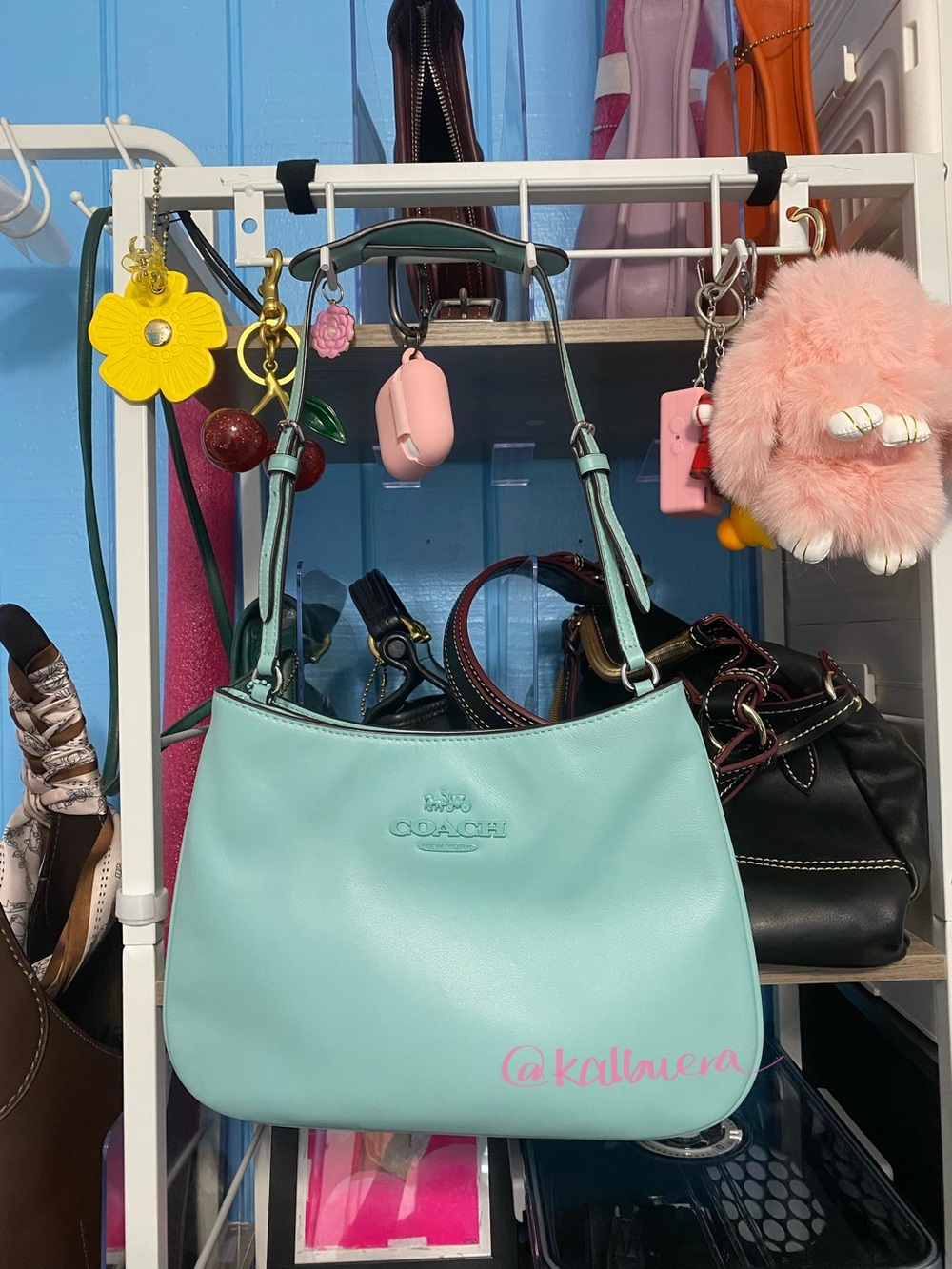 Coach Penelope Shoulder Leather Bag Faded Blue